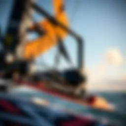 Detailed view of a wind foil setup