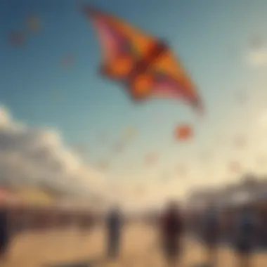 Cultural Significance of Kite Flying A vibrant cultural festival scene featuring kites flying high, emphasizing the community aspect of kite flying.