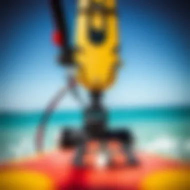 A close-up of the hydrofoil's technology, highlighting key components and materials used