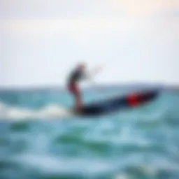Hydro foiling board gliding over the water