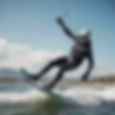 A kiteboarder mastering techniques with a lift foil board