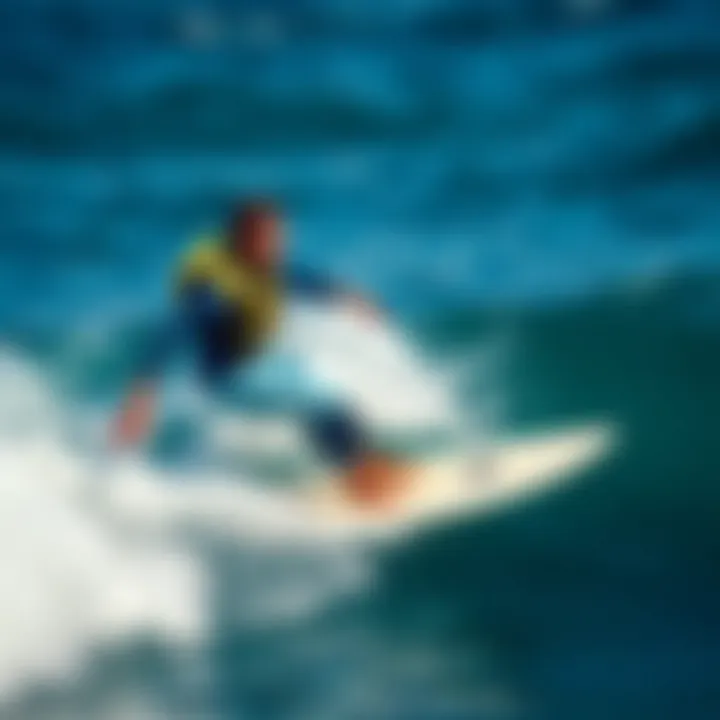 Surfer wearing a flotation vest while riding a wave.