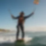 Kiteboarder soaring above the waves with vibrant kite