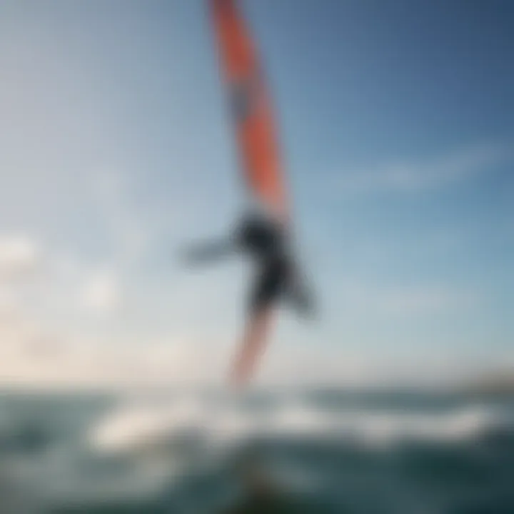 A kiteboarder executing an advanced maneuver using a foil wing