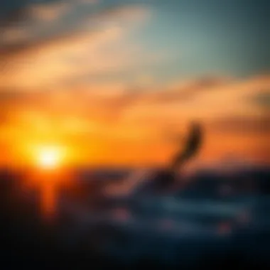 Sunset Serenity: Efoiling at Dusk A serene sunset backdrop with an efoil rider enjoying the waves