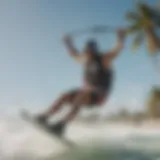 Kiteboarding action on Miami beach