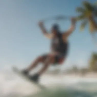 Kiteboarding action on Miami beach