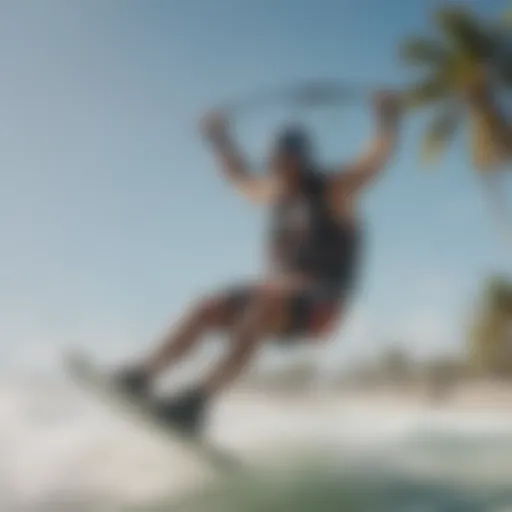 Kiteboarding action on Miami beach