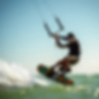 Dynamic Kiteboarding Experience A kiteboarder maneuvering with a mini boom