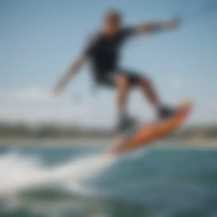 A kiteboarder showcasing agility on a mini hydrofoil