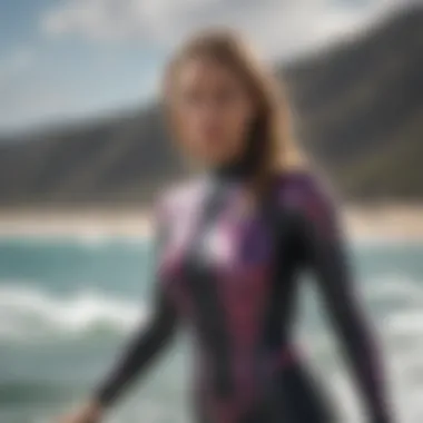 Close-up of the Mystic Diva wetsuit showcasing the unique design features