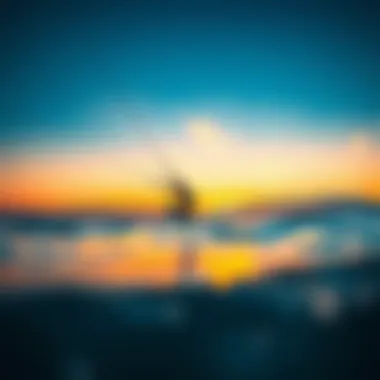 A serene sunset scene featuring wake foiling, highlighting the tranquil environment of the sport