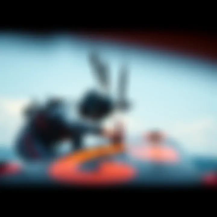 Kiteboarder performing maintenance on the Slingshot Wing Board