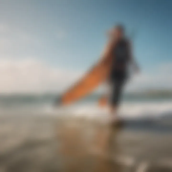 A scenic view of kiteboarding with a changing poncho in the foreground