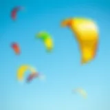 Colorful kites soaring against a clear blue sky
