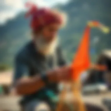 An artist crafting a traditional kite