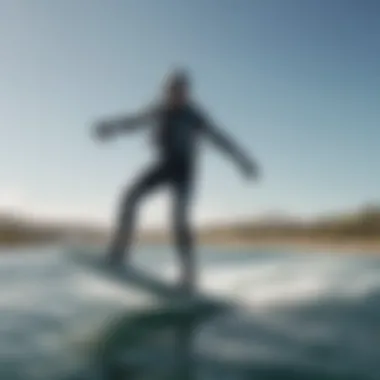 EFoil in Action: Effortless Gliding A sleek eFoil gliding effortlessly over the water's surface