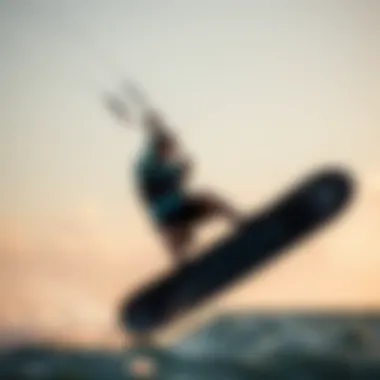 Dynamic action shot of a rider performing tricks on a wakeboard kite