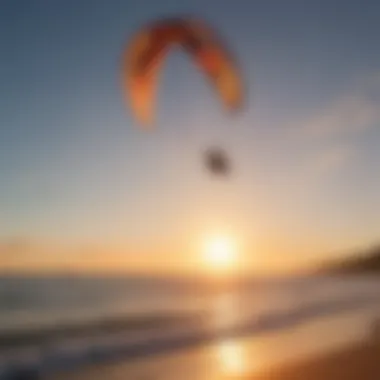 A serene sunset backdrop with trainer kites soaring in the sky