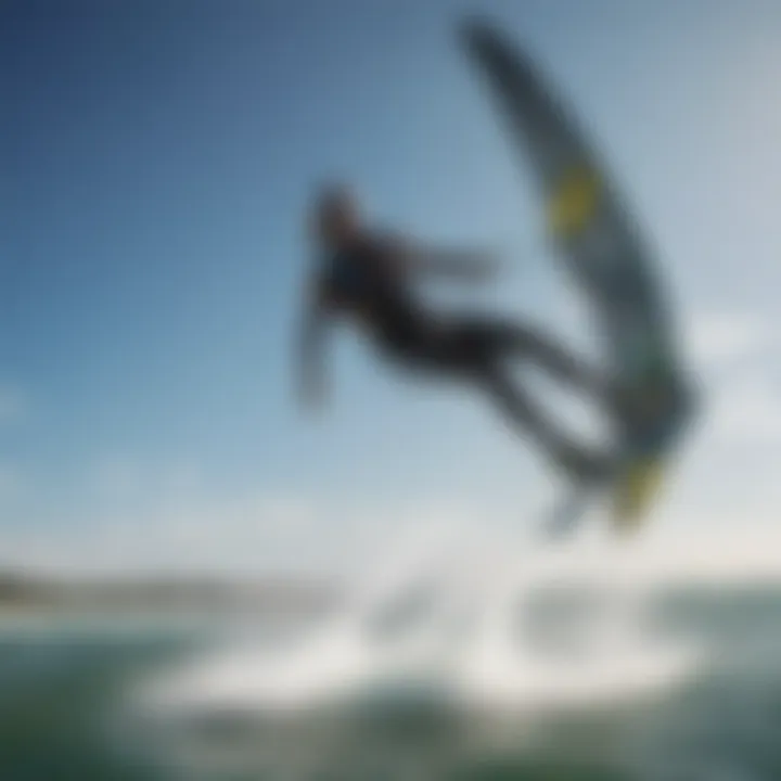 Kiteboarder utilizing wind hydrofoil technology