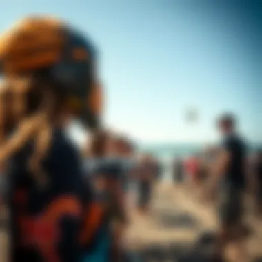 A vibrant community gathering at a kiteboarding event
