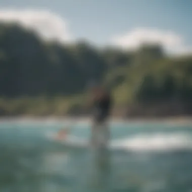 Ideal Wing Sup Boarding Conditions A serene beach setting perfect for wing sup boarding, highlighting ideal water conditions.
