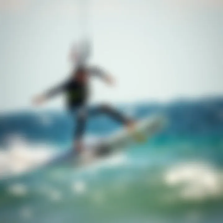 The Thrill of Wing Surfing in Action Kiteboarder enjoying the thrill of wing surfing