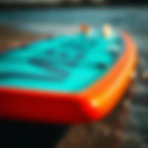 Close-up of the Fanatic inflatable foil board showcasing its unique design features