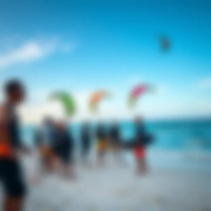 Community gathering at Floridana Beach for kiteboarding