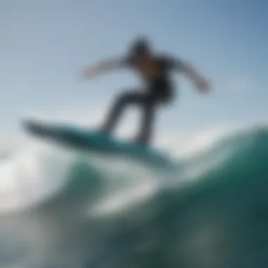 A rider demonstrating advanced techniques on a motorized foil surfboard