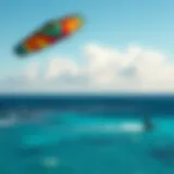 A colorful kite soaring high above the turquoise waters of Goodwinds, Puerto Rico
