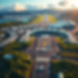 Aerial view of Guadeloupe Airport showcasing the runway and terminal