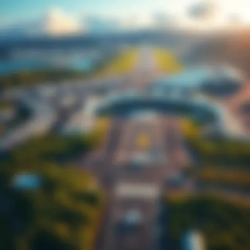 Aerial Perspective of Guadeloupe Airport Aerial view of Guadeloupe Airport showcasing the runway and terminal