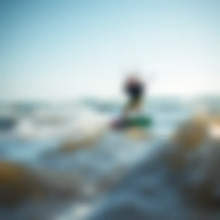 Kiteboarding during high tide