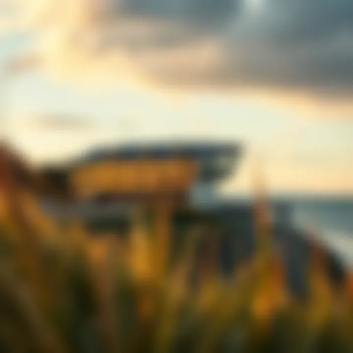 Hotel Hel's Scenic Beauty Serene view of Hotel Hel against the backdrop of the Hel Peninsula