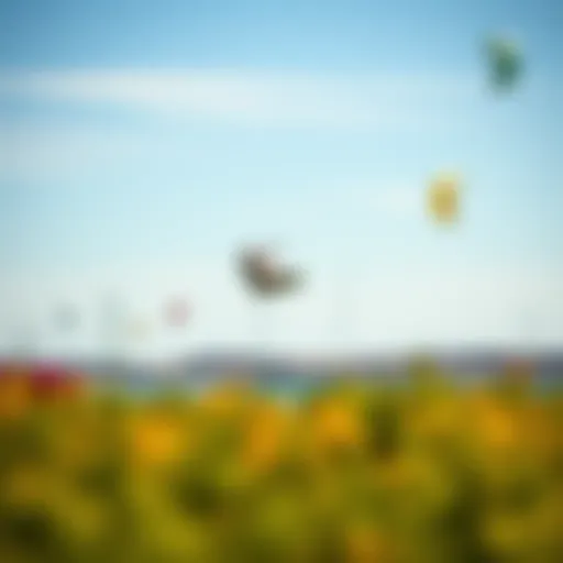 A stunning view of Houghton Lake with kiteboarders enjoying the winds