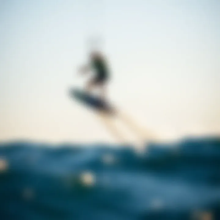 Rider Soaring Above the Waves A dynamic shot of a rider soaring above the waves on a hydrofoil