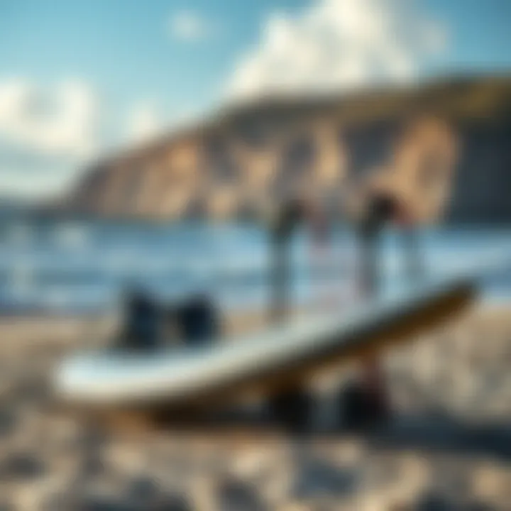 Hydro Efoiling Equipment on the Shore An overview of a hydro efoiling setup on the beach