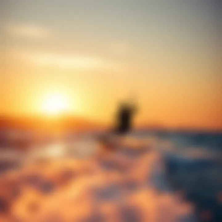 Stunning Sunset at Kitesurfing Spot Stunning sunset view over a kitesurfing spot