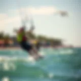 Vibrant Kitesurfing Scene Vibrant kitesurfing scene at a popular beach