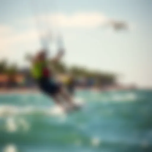 Vibrant Kitesurfing Scene Vibrant kitesurfing scene at a popular beach