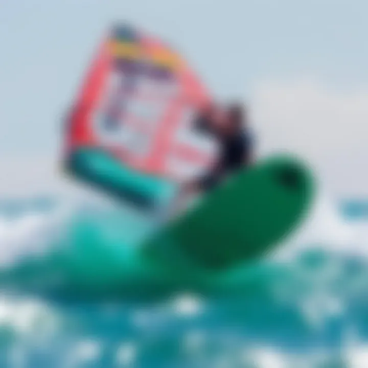 Performance analysis showcasing inflatable windsurf foil board in action