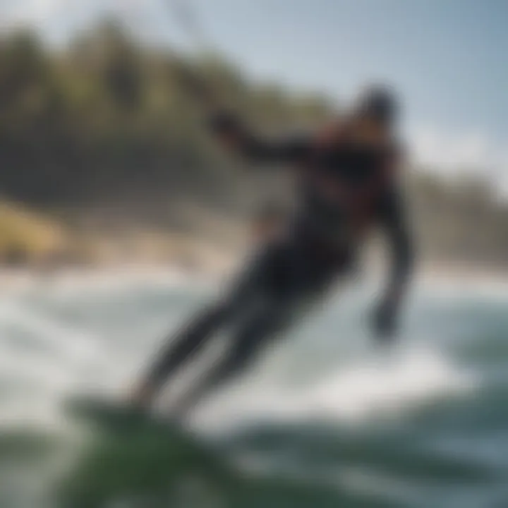 Kiteboarder executing advanced maneuvers with Liquid Force gear