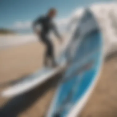 Detailed view of jetfoil surfboard components