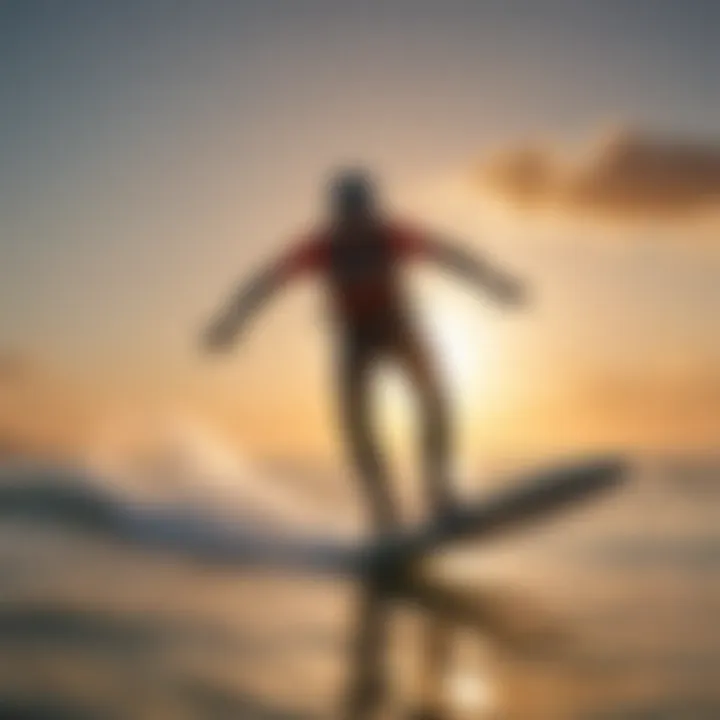 Adventurous rider enjoying jetfoiling at sunset