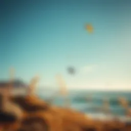 A stunning view of Kinnakeet Retreat's coastline with kiteboarders in action