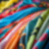 Diverse Kite Fabrics Various types of kite fabrics displayed in a colorful arrangement
