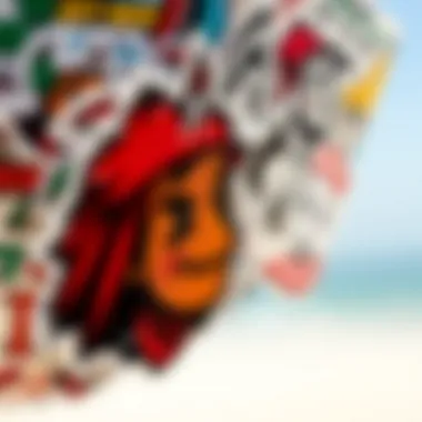 A close-up of customized kite stickers showcasing personal expression