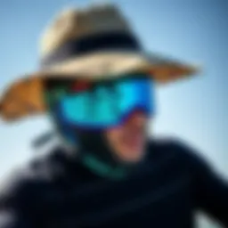 Stylish kite surf hat in action