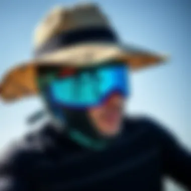 Stylish kite surf hat in action